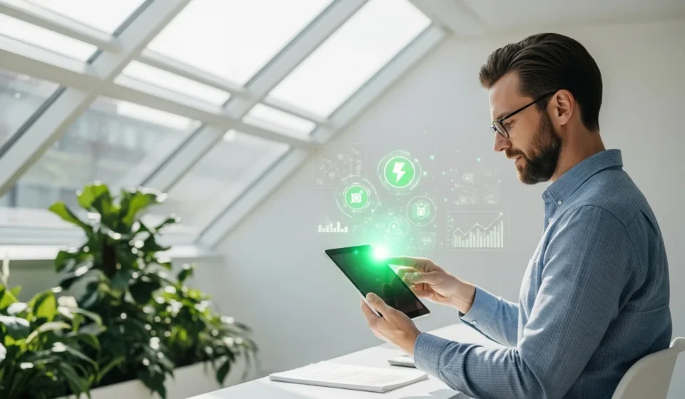 Digital interface displaying sustainable fintech investment trends 2026 through green financial growth charts.
