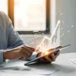 Man analyzing growth with wealthtech AI financial wellness platforms to optimize his personal net worth in 2026.